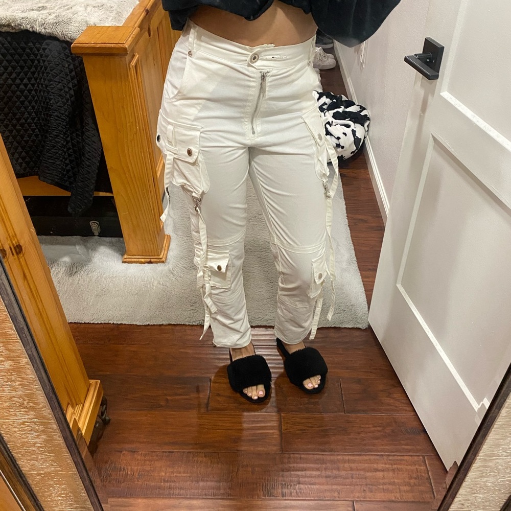 Maniere De Voir White Tassel Cargo Pants S - Picture 2 of 4